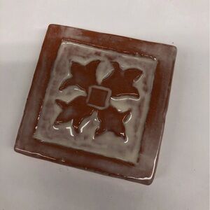 Handmade Ceramic Tile: White Greek Flower